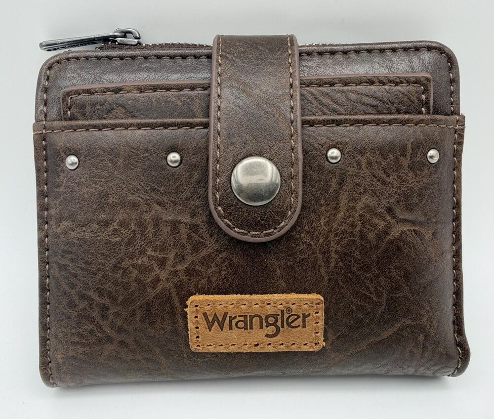 Wrangler x Montana West Small Bifold Wallet Distressed Faux Leather